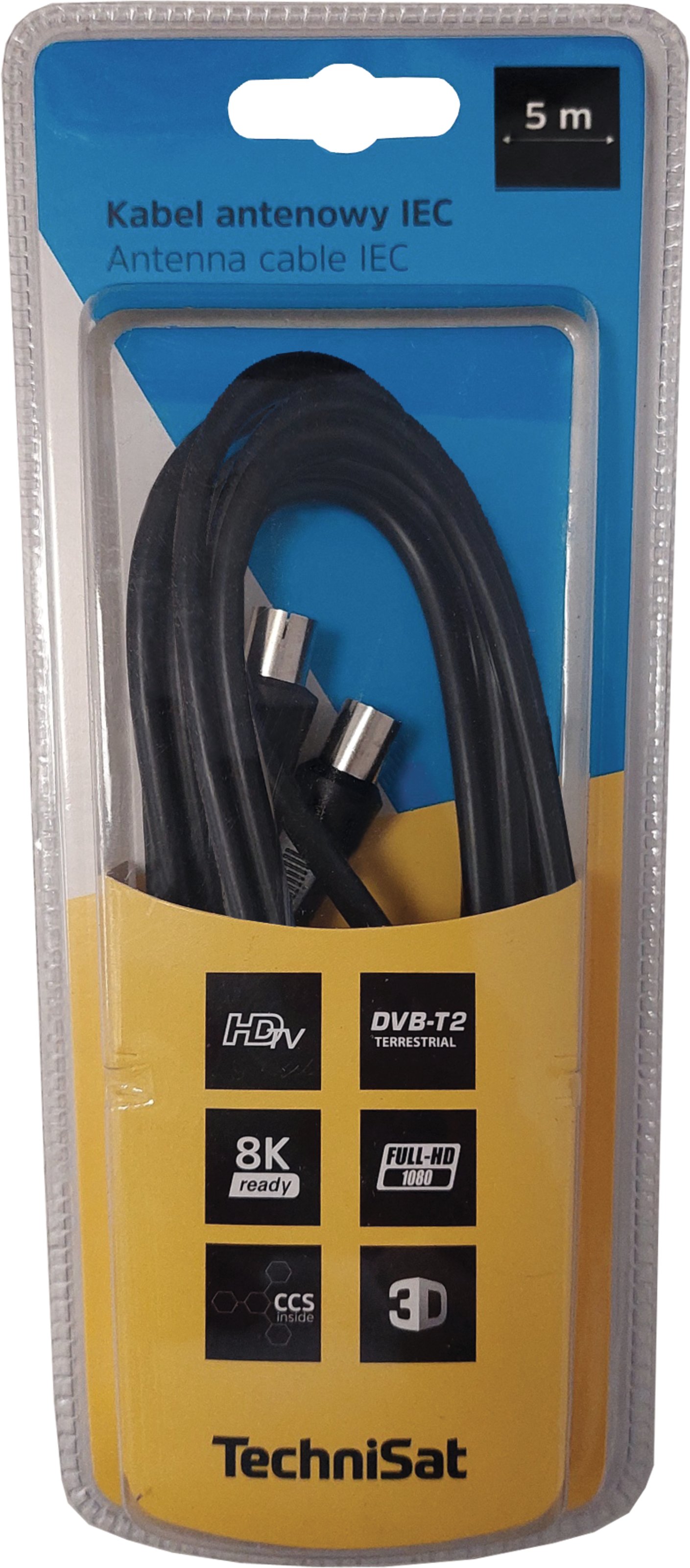 Kabel antenowy IEC; 5 m, czarny